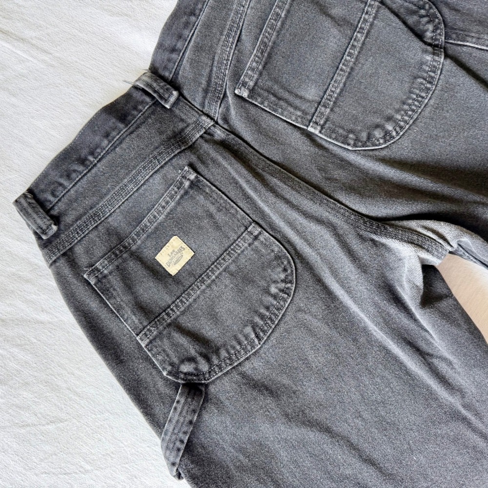 Lee Dungarees Black Carpenter Denim Shorts Sz 31.5 Workwear Faded - Picture 3 of 9